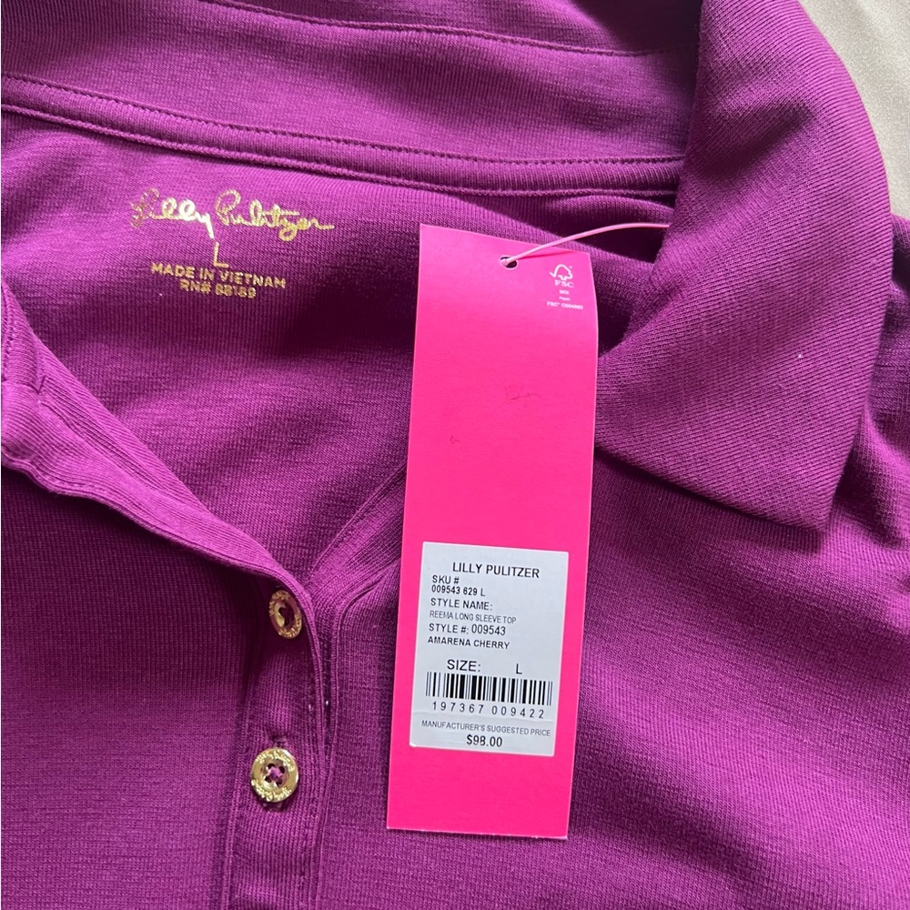 Lilly Pulitzer Magenta Polo Shirt - Picture 4 of 6